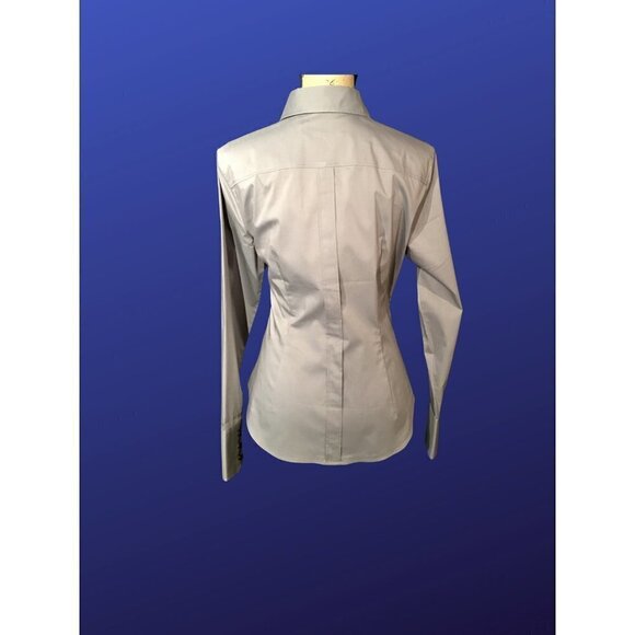 NEW YORK & COMPANY STRETCH “The Madison” Fitted Blouse, GRAY, NWT, Size L - Picture 2 of 9